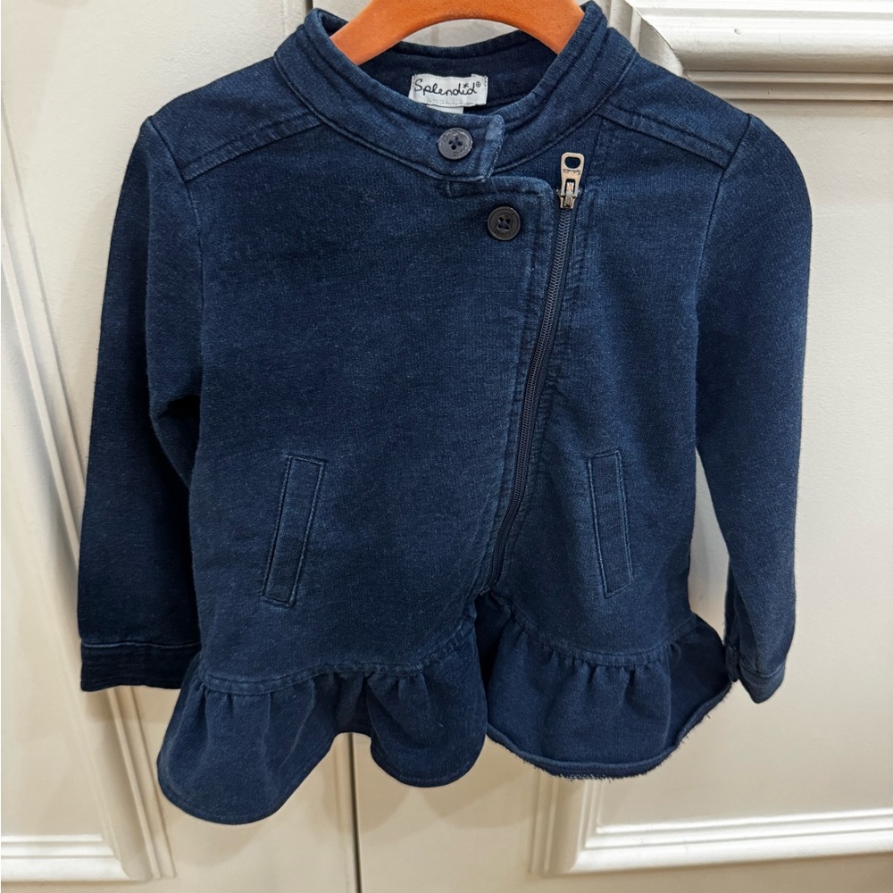 Splendid Blue Jean Jacket with Cropped Design and Ruffled Hem worn one time!